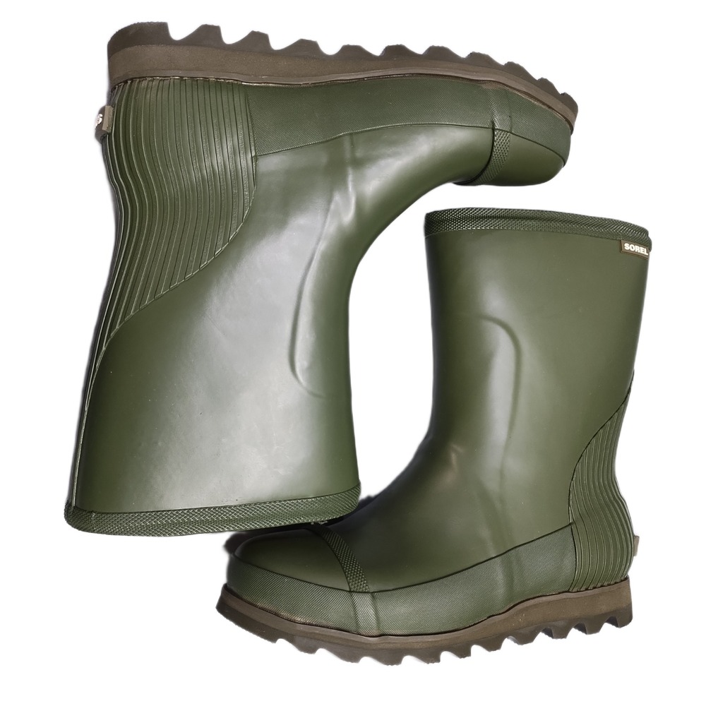 Sorel Joan Rain Short Boots Womens Size 9 Green Waterproof Round Toe NL2443-383